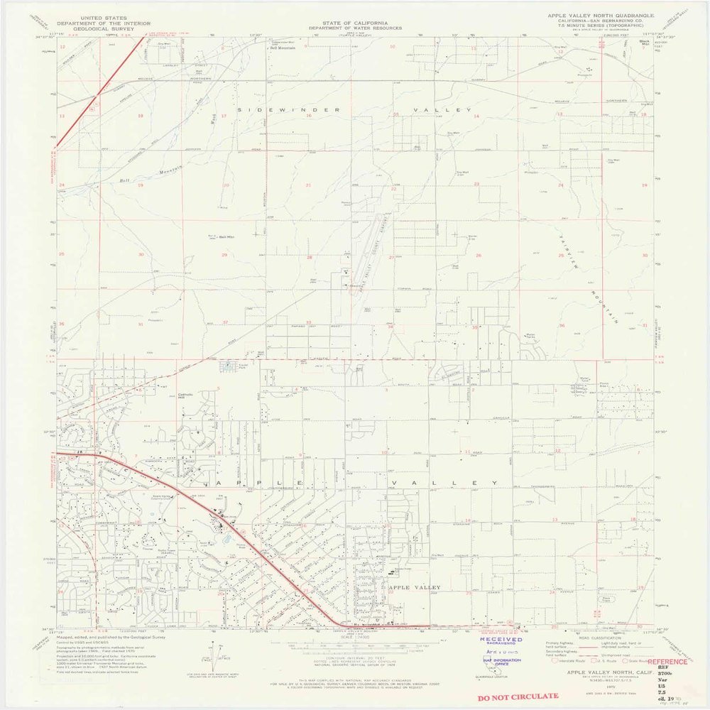 YellowMaps Apple Valley North CA topo map, 1:24000 Scale, 7.5 X 7.5 Minute, Historical, 1970, Updated 1974, 27.2 x 22.3 in - Polypropylene