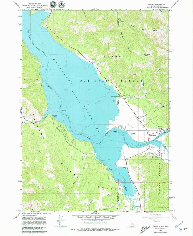 YellowMaps Alpine WY topo map, 1:24000 Scale, 7.5 X 7.5 Minute, Historical, 1966, Updated 1979, 26.8 x 22 in - Tyvek