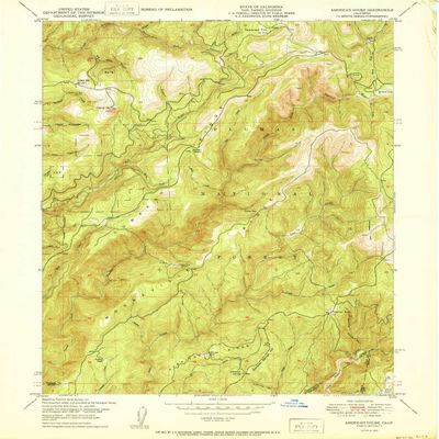 YellowMaps American House CA topo map, 1:24000 Scale, 7.5 X 7.5 Minute, Historical, 1950, 26.8 x 22 in - Polypropylene