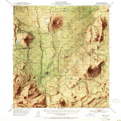 YellowMaps Bray CA topo map, 1:62500 Scale, 15 X 15 Minute, Historical, 1950, Updated 1952, 20.8 x 16.6 in - Tyvek