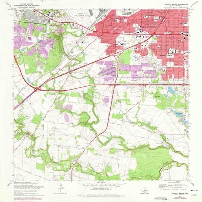 Terrell Wells TX topo map, 1:24000 Scale, 7.5 X 7.5 Minute, Historical, 1967, Updated 1975, 26.9 x 23 in - Tyvek