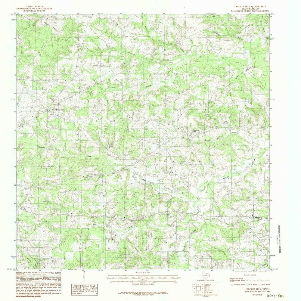 YellowMaps Church Hill TX topo map, 1:24000 Scale, 7.5 X 7.5 Minute, Historical, 1983, Updated 1983, 26.9 x 23 in - Tyvek
