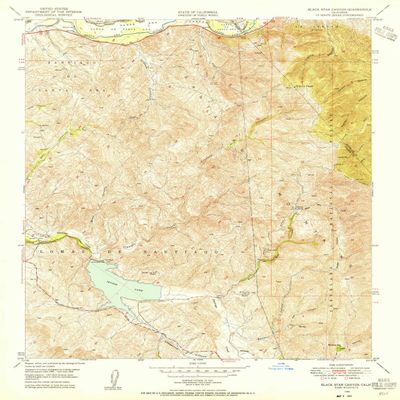 YellowMaps Black Star Canyon CA topo map, 1:24000 Scale, 7.5 X 7.5 Minute, Historical, 1949, Updated 1955, 26.9 x 22 in - Polypropylene
