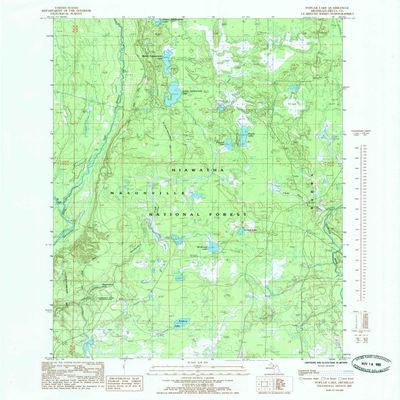YellowMaps Poplar Lake MI topo map, 1:24000 Scale, 7.5 X 7.5 Minute, Historical, 1985, Updated 1985, 26.8 x 22 in - Polypropylene