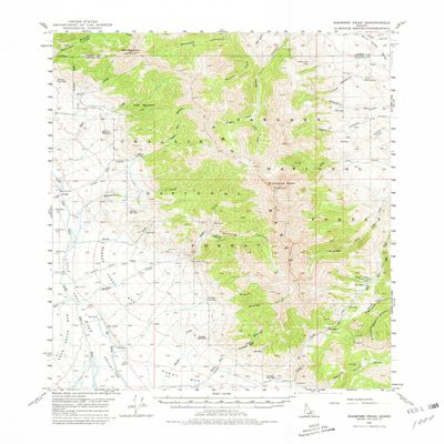 YellowMaps Diamond Peak ID topo map, 1:62500 Scale, 15 X 15 Minute, Historical, 1957, Updated 1980, 21.9 x 16.6 in - Polypropylene
