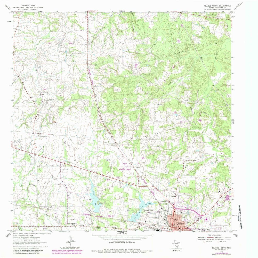 YellowMaps Teague North TX topo map, 1:24000 Scale, 7.5 X 7.5 Minute, Historical, 1963, Updated 1983, 26.9 x 23 in - Polypropylene