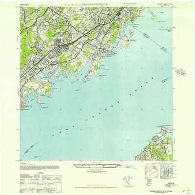 YellowMaps Mamaroneck NY topo map, 1:24000 Scale, 7.5 X 7.5 Minute, Historical, 1947, 28.9 x 22.1 in - Tyvek