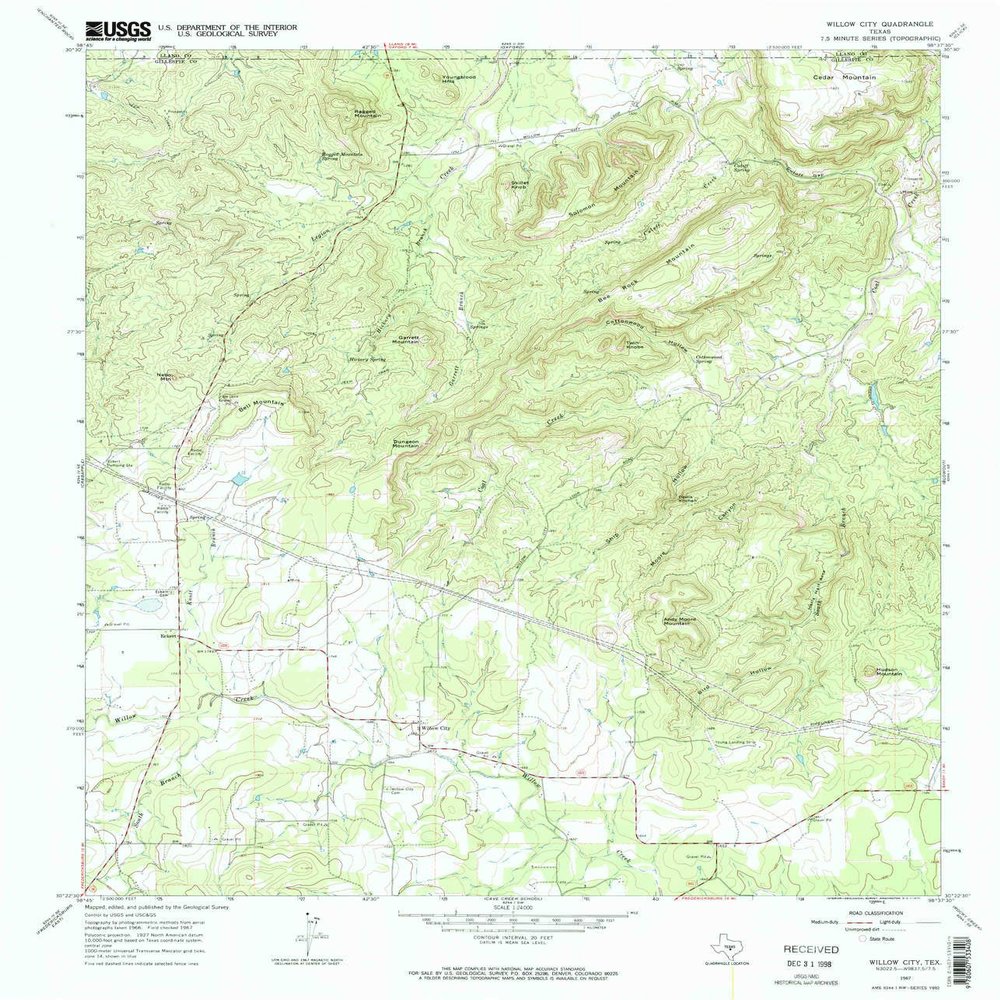 Willow City TX topo map, 1:24000 Scale, 7.5 X 7.5 Minute, Historical, 1967, Updated 1970, 26.9 x 23 in - Tyvek