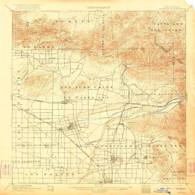 YellowMaps Anaheim CA topo map, 1:62500 Scale, 15 X 15 Minute, Historical, 1901, Updated 1922, 19.8 x 16.4 in - Polypropylene
