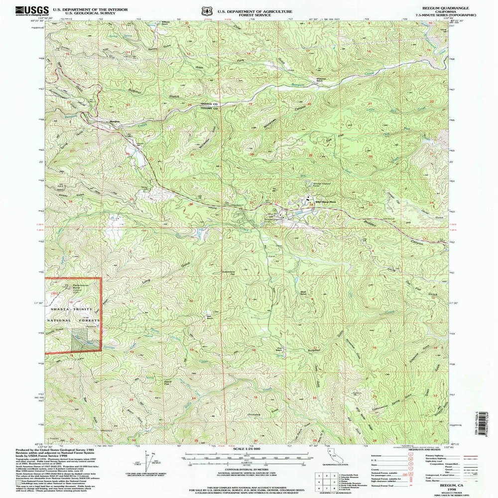 YellowMaps Beegum CA topo map, 1:24000 Scale, 7.5 X 7.5 Minute, Historical, 1998, Updated 2003, 26.6 x 21.4 in - Polypropylene