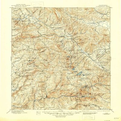 YellowMaps Downieville CA topo map, 1:125000 Scale, 30 X 30 Minute, Historical, 1897, Updated 1946, 20.7 x 16.6 in - Polypropylene