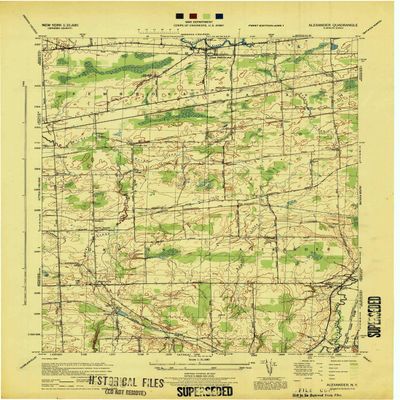 YellowMaps Alexander NY topo map, 1:31680 Scale, 7.5 X 7.5 Minute, Historical, 1944, 21.9 x 16 in - Tyvek