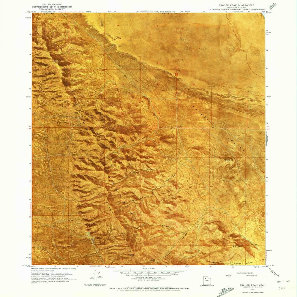 YellowMaps Craner Peak UT topo map, 1:24000 Scale, 7.5 X 7.5 Minute, Historical, 1968, Updated 1973, 26.8 x 22 in - Tyvek
