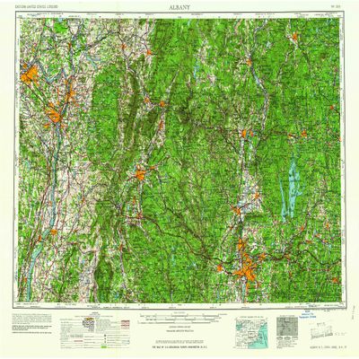 YellowMaps Albany NY topo map, 1:250000 Scale, 1 X 2 Degree, Historical, 1962, 22.1 x 29.2 in - Polypropylene