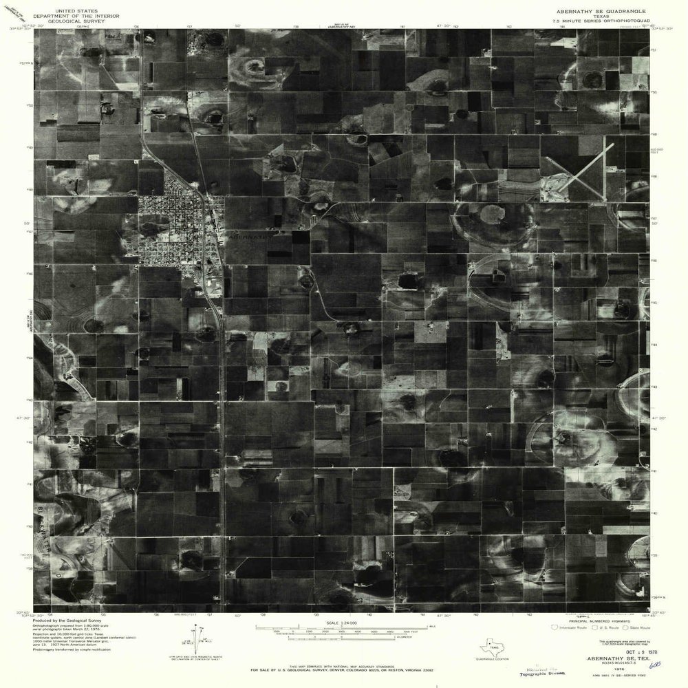 YellowMaps Abernathy SE TX topo map, 1:24000 Scale, 7.5 X 7.5 Minute, Historical, 1976, Updated 1978, 26.8 x 21.2 in - Polypropylene