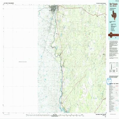YellowMaps San Ygnacio TX topo map, 1:100000 Scale, 30 X 60 Minute, Historical, 1985, Updated 1993, 24.1 x 45.4 in - Polypropylene