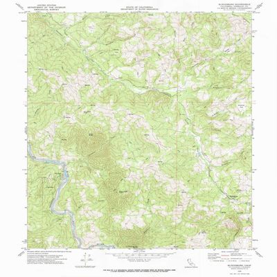 YellowMaps Blocksburg CA topo map, 1:24000 Scale, 7.5 X 7.5 Minute, Historical, 1969, Updated 1974, 26.6 x 21.4 in - Polypropylene