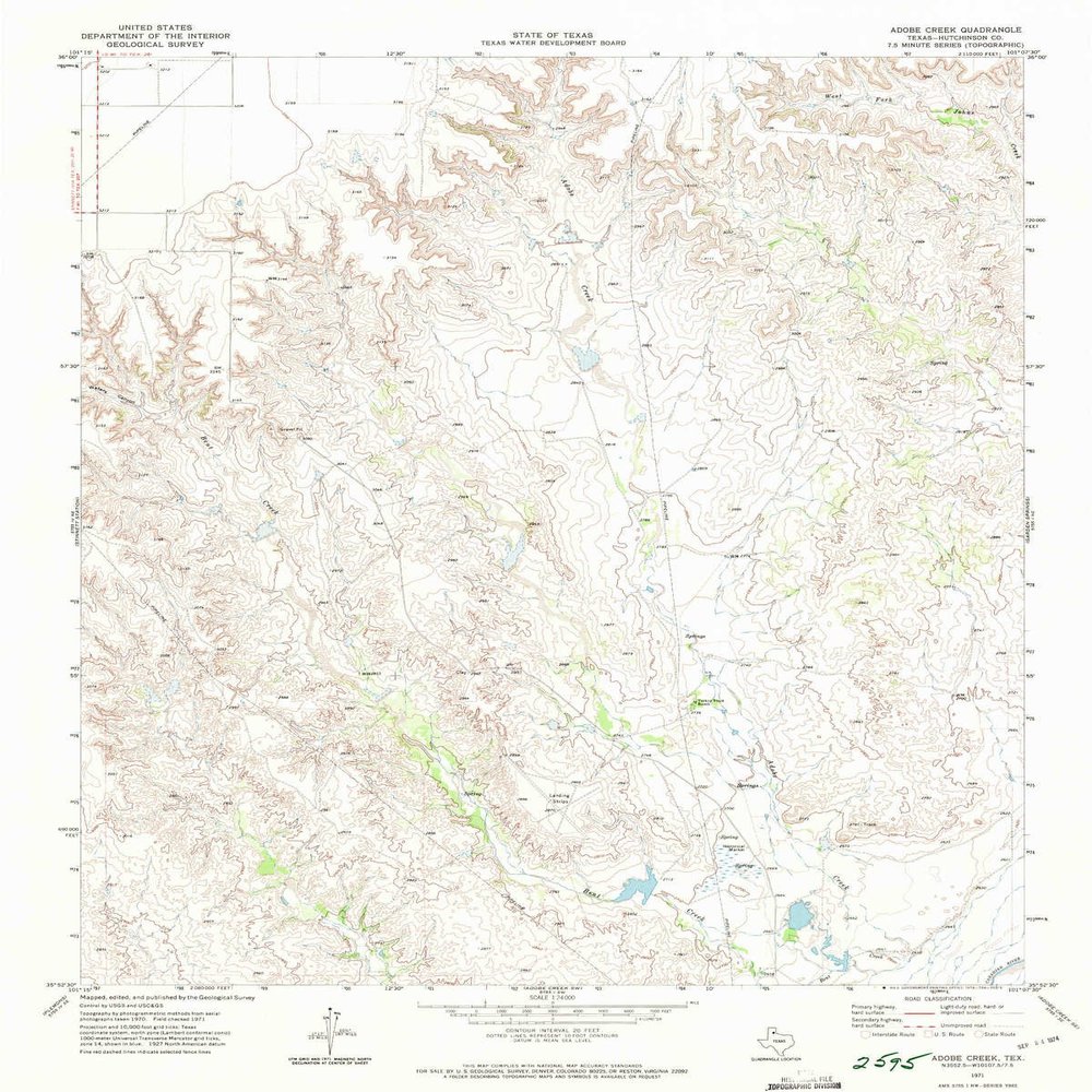 YellowMaps Adobe Creek TX topo map, 1:24000 Scale, 7.5 X 7.5 Minute, Historical, 1979, Updated 1979, 26.7 x 21.3 in - Polypropylene