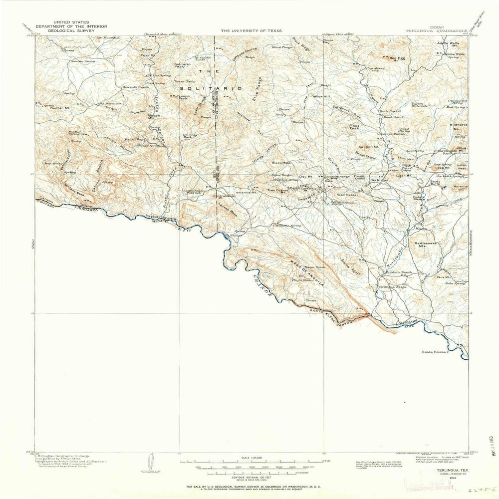 YellowMaps Terlingua TX topo map, 1:125000 Scale, 30 X 30 Minute, Historical, 1903, Updated 1963, 20.9 x 17.6 in - Polypropylene