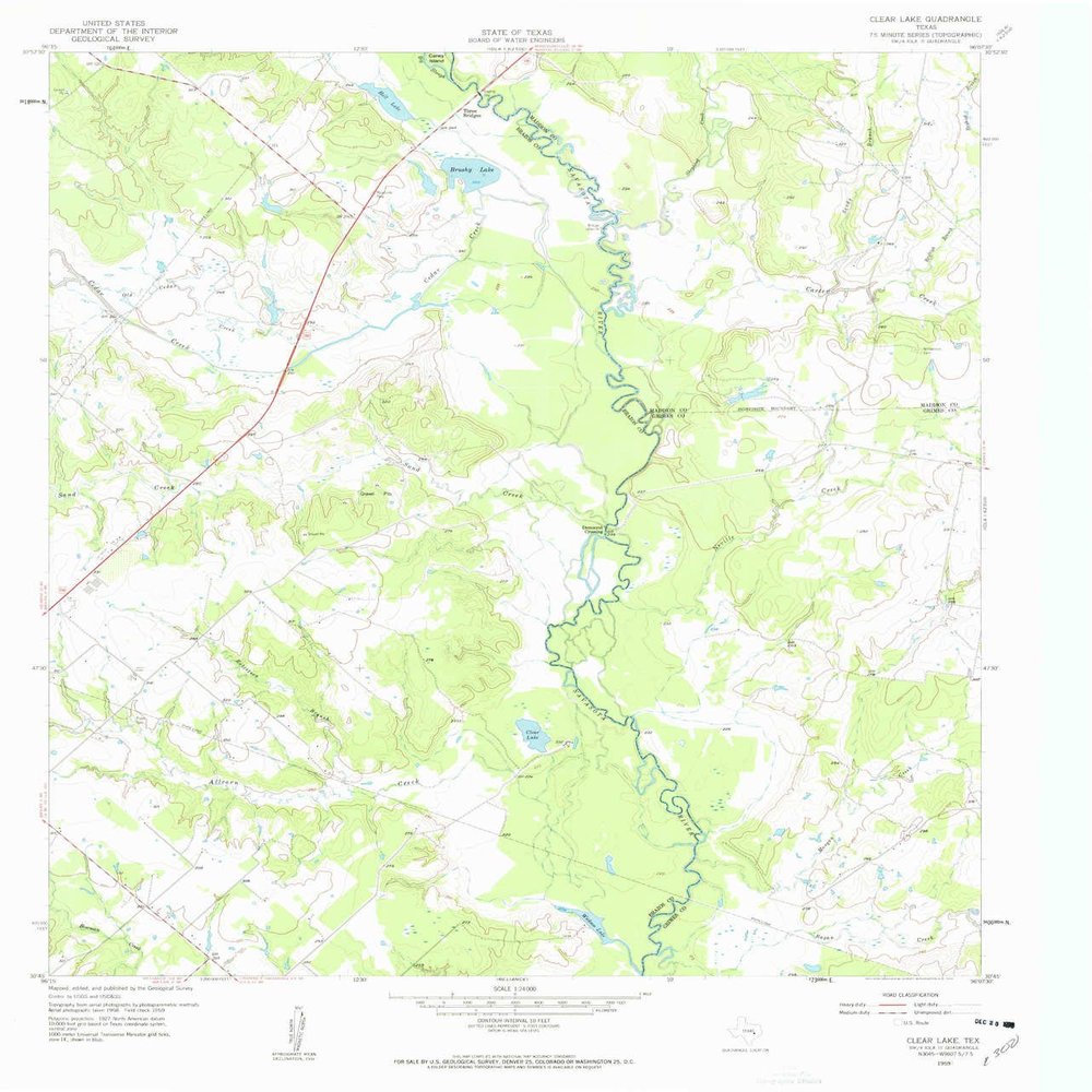 YellowMaps Clear Lake TX topo map, 1:24000 Scale, 7.5 X 7.5 Minute, Historical, 1959, Updated 1960, 26.9 x 23 in - Tyvek