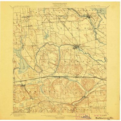 YellowMaps Baldwinsville NY topo map, 1:62500 Scale, 15 X 15 Minute, Historical, 1900, Updated 1906, 20.1 x 16.6 in - Polypropylene