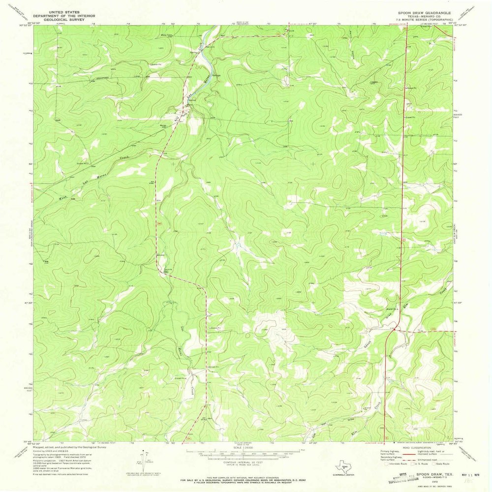 YellowMaps Spoon Draw TX topo map, 1:24000 Scale, 7.5 X 7.5 Minute, Historical, 1970, Updated 1973, 26.9 x 23 in - Polypropylene