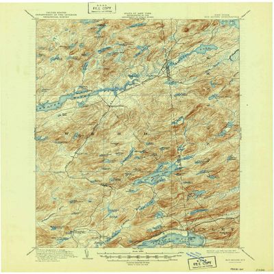 YellowMaps Big Moose NY topo map, 1:62500 Scale, 15 X 15 Minute, Historical, 1903, Updated 1947, 20.9 x 17 in - Polypropylene