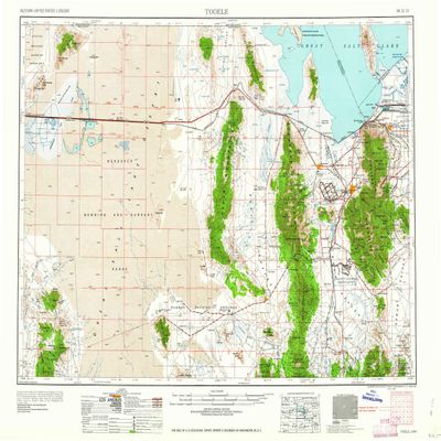 YellowMaps Tooele UT topo map, 1:250000 Scale, 1 X 2 Degree, Historical, 1955, Updated 1958, 21.9 x 30.6 in - Polypropylene