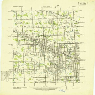 YellowMaps Redford MI topo map, 1:31680 Scale, 7.5 X 7.5 Minute, Historical, 1936, 22.8 x 18.1 in - Polypropylene