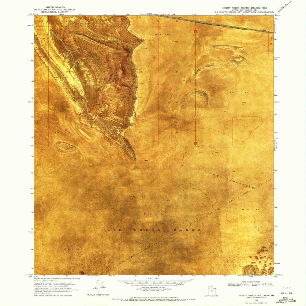 YellowMaps Hogup Ridge South UT topo map, 1:24000 Scale, 7.5 X 7.5 Minute, Historical, 1969, Updated 1972, 26.9 x 22 in - Polypropylene