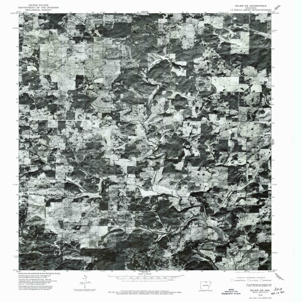 YellowMaps Salem SW AR topo map, 1:24000 Scale, 7.5 X 7.5 Minute, Historical, 1976, Updated 1977, 26.6 x 21.9 in - Polypropylene