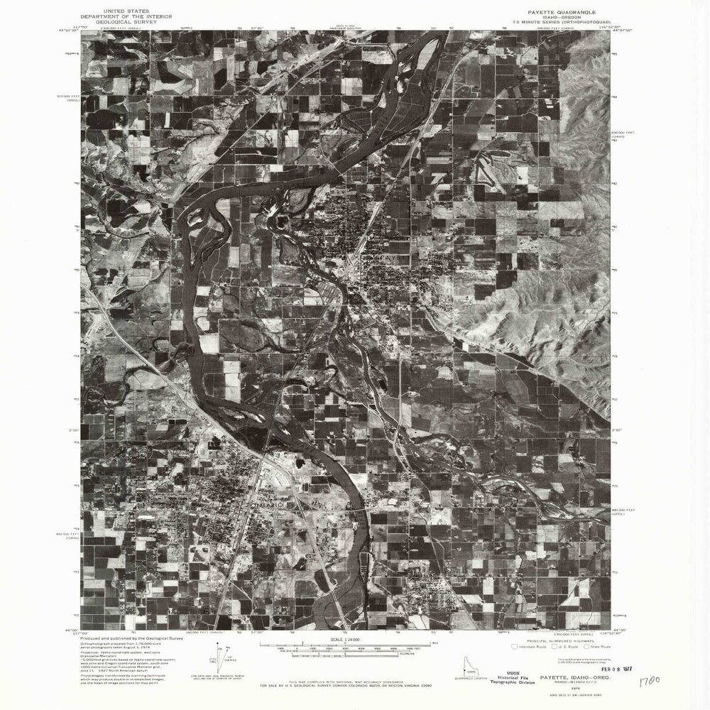 YellowMaps Payette ID topo map, 1:24000 Scale, 7.5 X 7.5 Minute, Historical, 1974, Updated 1975, 27 x 22 in - Polypropylene