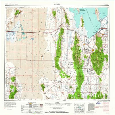 YellowMaps Tooele UT topo map, 1:250000 Scale, 1 X 2 Degree, Historical, 1955, Updated 1962, 22.1 x 30.1 in - Polypropylene