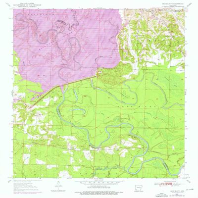 YellowMaps Red Bluff AR topo map, 1:24000 Scale, 7.5 X 7.5 Minute, Historical, 1950, Updated 1976, 26.7 x 22 in - Tyvek