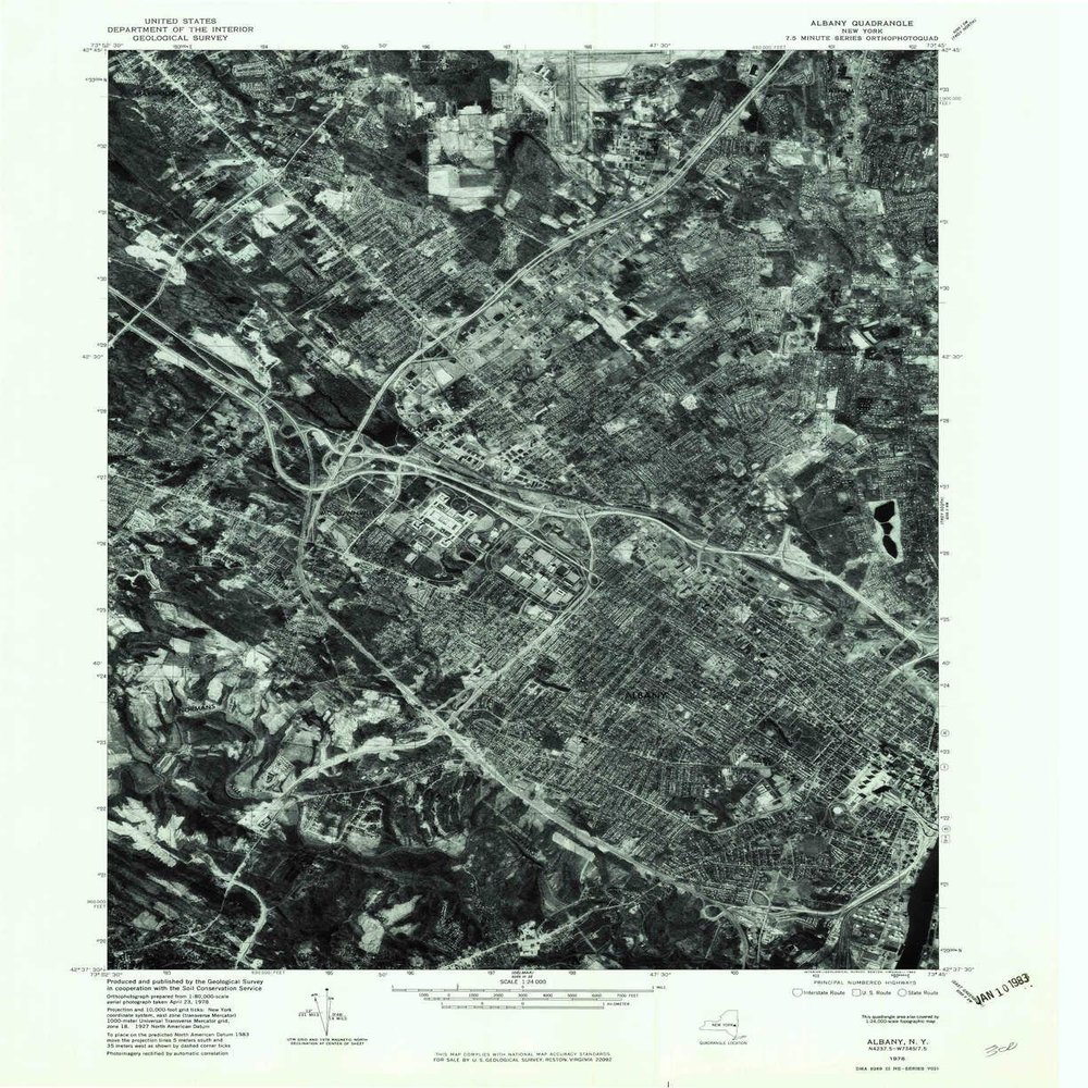 YellowMaps Albany NY topo map, 1:24000 Scale, 7.5 X 7.5 Minute, Historical, 1978, Updated 1982, 26.9 x 22 in - Tyvek