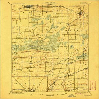YellowMaps Albion NY topo map, 1:62500 Scale, 15 X 15 Minute, Historical, 1897, Updated 1907, 19.9 x 16.5 in - Tyvek
