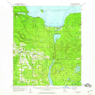 YellowMaps Au Train MI topo map, 1:62500 Scale, 15 X 15 Minute, Historical, 1958, Updated 1959, 20.9 x 17 in - Polypropylene