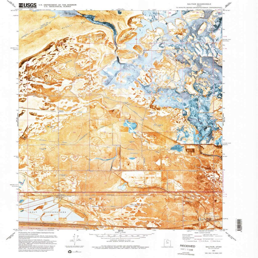 YellowMaps Saltair UT topo map, 1:24000 Scale, 7.5 X 7.5 Minute, Historical, 1972, Updated 1993, 26.7 x 21.8 in - Tyvek