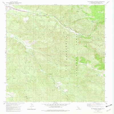 YellowMaps Blackburn Canyon CA topo map, 1:24000 Scale, 7.5 X 7.5 Minute, Historical, 1982, Updated 1982, 26.8 x 22 in - Polypropylene