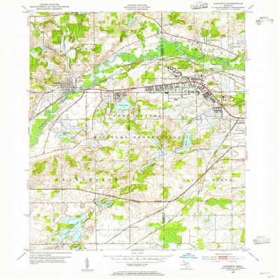 YellowMaps Augusta MI topo map, 1:24000 Scale, 7.5 X 7.5 Minute, Historical, 1947, Updated 1955, 26.8 x 21.9 in - Tyvek