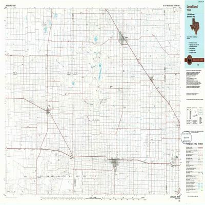 YellowMaps Levelland TX topo map, 1:100000 Scale, 30 X 60 Minute, Historical, 1985, Updated 1986, 24.1 x 42.9 in - Polypropylene