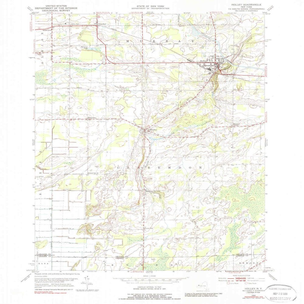 YellowMaps Holley NY topo map, 1:24000 Scale, 7.5 X 7.5 Minute, Historical, 1950, Updated 1988, 27 x 22 in - Polypropylene