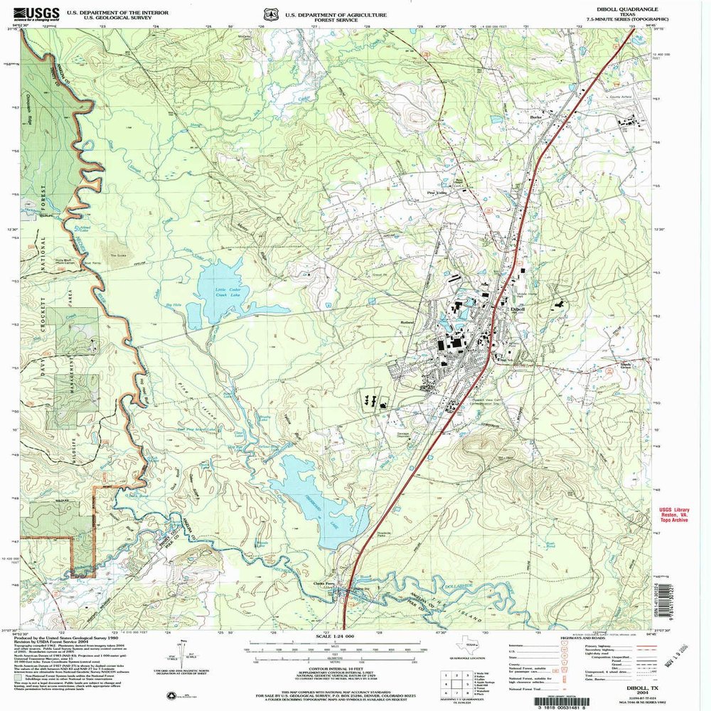 YellowMaps Diboll TX topo map, 1:24000 Scale, 7.5 X 7.5 Minute, Historical, 2004, Updated 2006, 26.9 x 22 in - Polypropylene