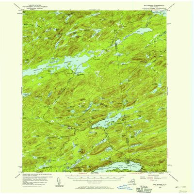 YellowMaps Big Moose NY topo map, 1:62500 Scale, 15 X 15 Minute, Historical, 1954, Updated 1959, 20.9 x 17 in - Polypropylene