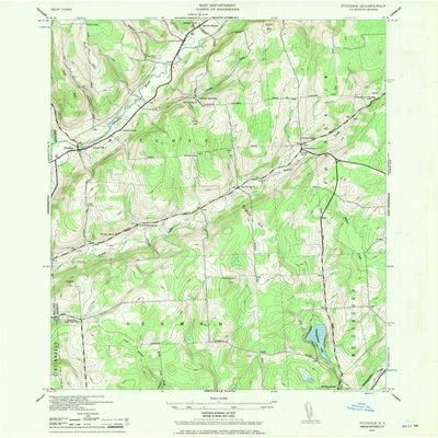 YellowMaps Pitcher NY topo map, 1:24000 Scale, 7.5 X 7.5 Minute, Historical, 1943, Updated 1970, 26.9 x 22 in - Tyvek