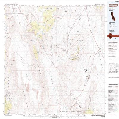 YellowMaps Range CA topo map, 1:100000 Scale, 30 X 60 Minute, Historical, 1985, Updated 1985, 24.1 x 41.7 in - Polypropylene