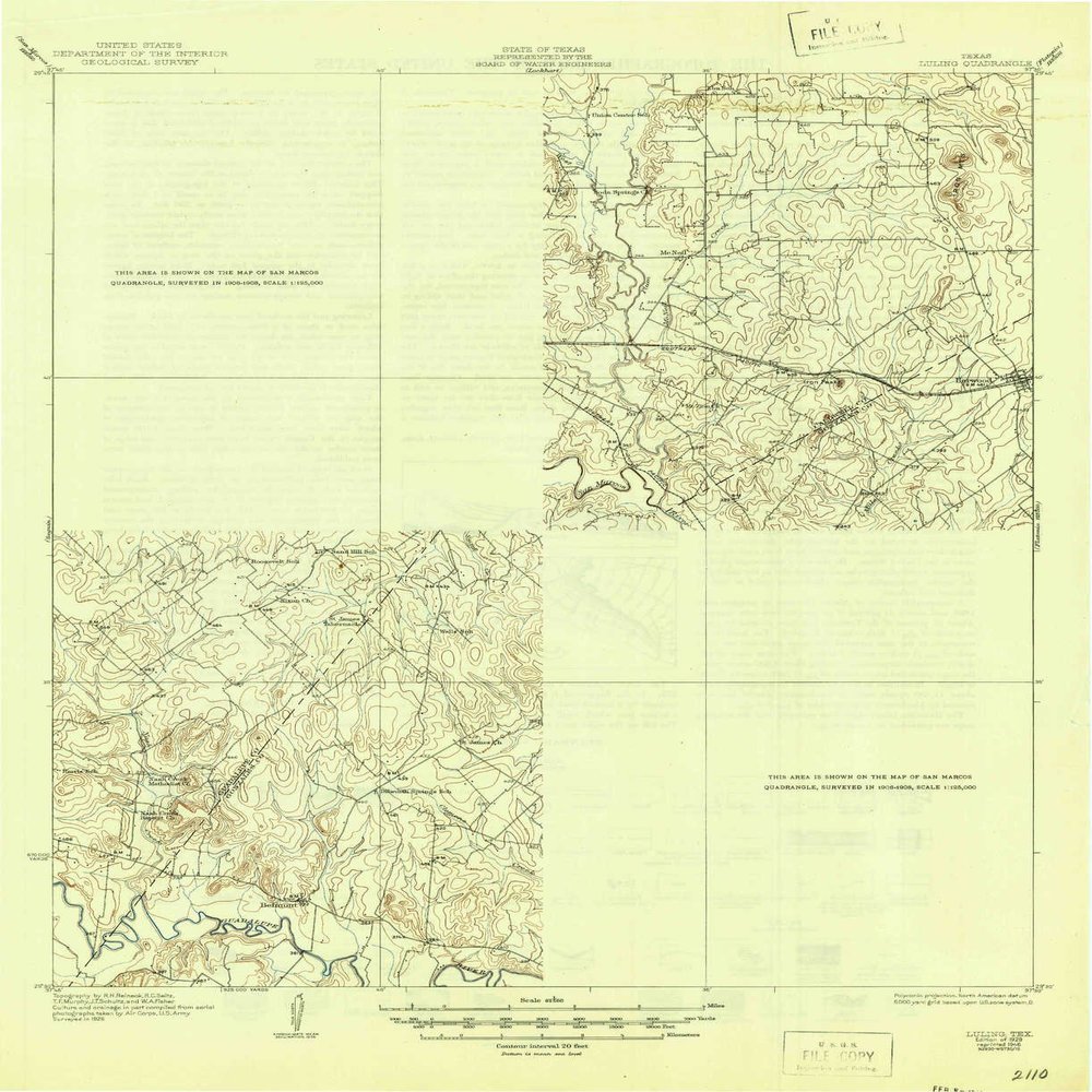 YellowMaps Luling TX topo map, 1:62500 Scale, 15 X 15 Minute, Historical, 1929, Updated 1946, 20.9 x 17 in - Polypropylene