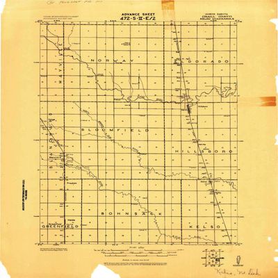 Kelso ND topo map, 1:62500 Scale, 15 X 15 Minute, Historical, 1918, 21.9 x 16.8 in - Polypropylene