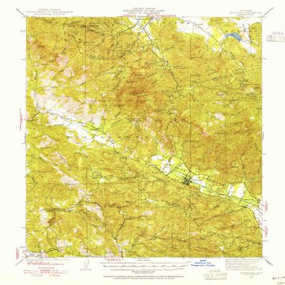 YellowMaps Calistoga CA topo map, 1:62500 Scale, 15 X 15 Minute, Historical, 1943, Updated 1955, 20.8 x 16.6 in - Tyvek