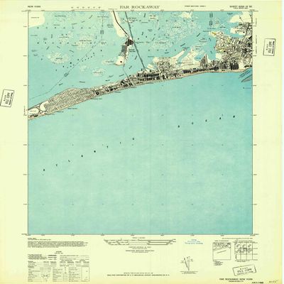 YellowMaps Far Rockaway NY topo map, 1:24000 Scale, 7.5 X 7.5 Minute, Historical, 1947, 28.9 x 22 in - Tyvek